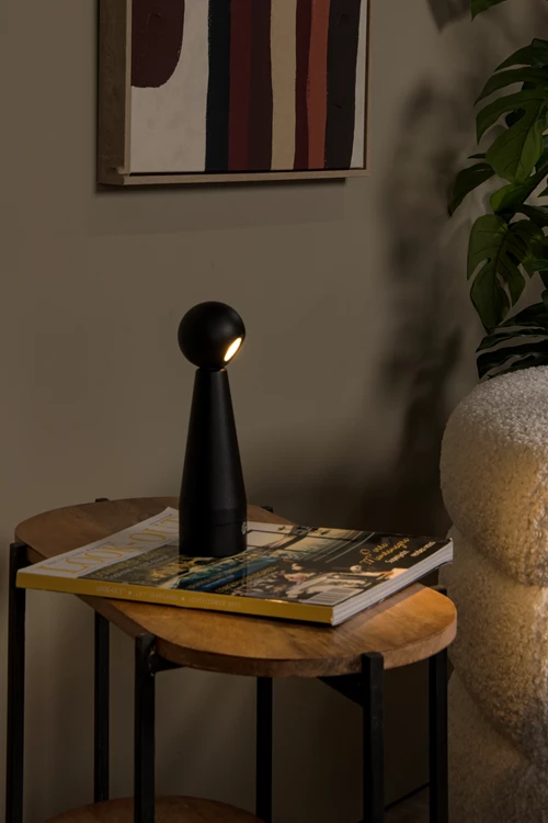 Lucide IPSOS - Lampe de table Rechargeable - Batterie/Piles - LED Dim. - 1x3W 2700K - Noir - ambiance 3